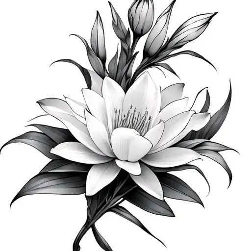 Gladiolus And Water Lily Intertwined