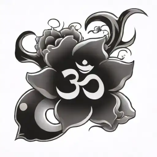 Om Symbol Merging With Flowers Blooming Cherry Blossom