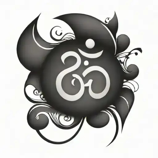 Om Symbol Merging With Music Note Intertwined
