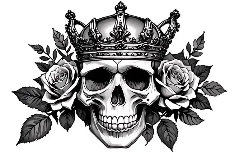 Skull And Roses With Crown