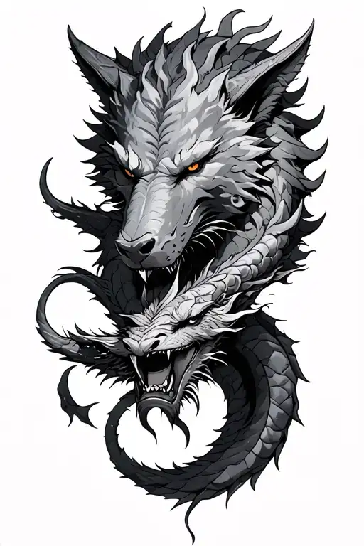 Fenrir And Jormungandr Half Sleeve