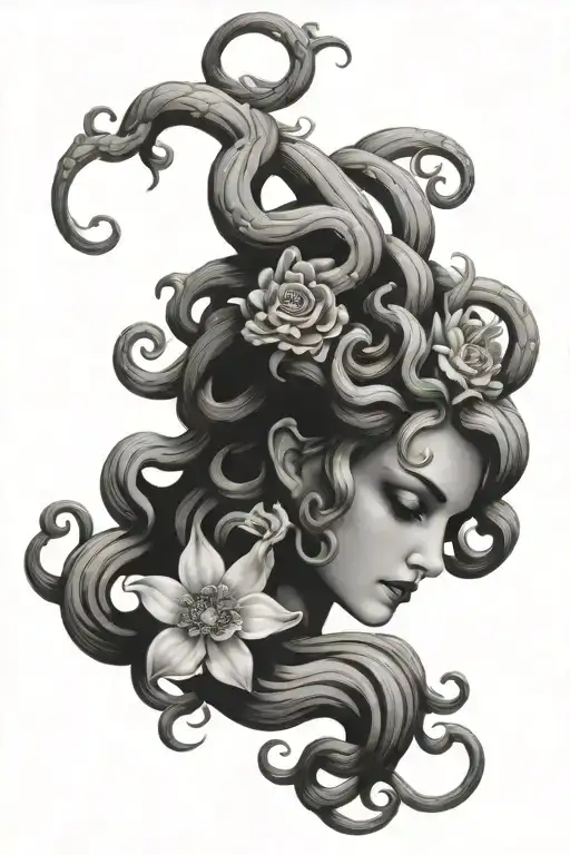 Medusa With Floral Design