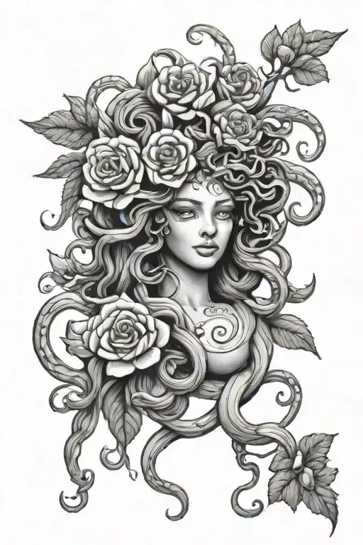 Medusa With Floral Design