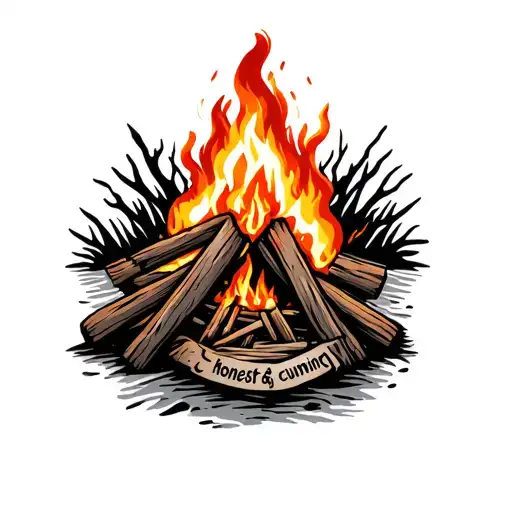 Campfire With The Words 'Honest & Cunning'