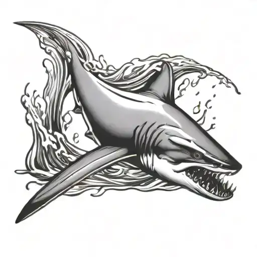 Shark Slashing Out Of Water