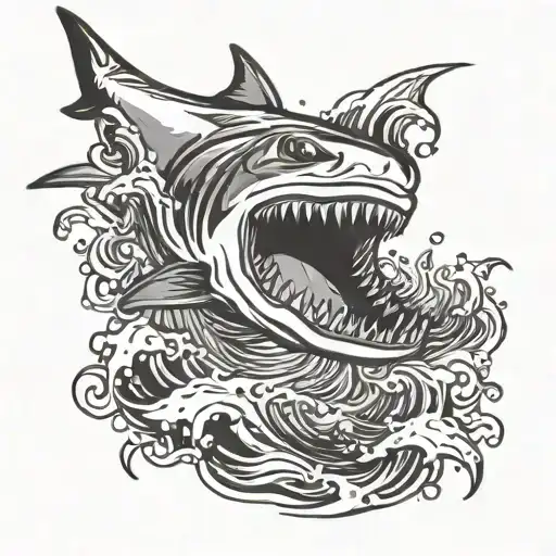 Shark Slashing Out Of Water