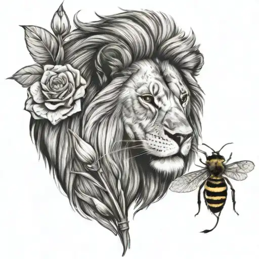 Lion And Bee Sitting