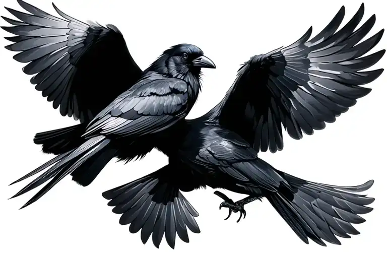2 Crows Flying Together