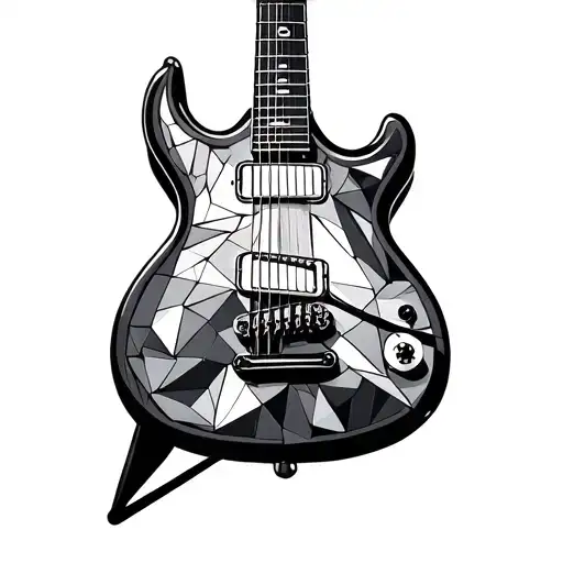 Electric Guitar Drawn In The Style Of Mosaic Using Triangles