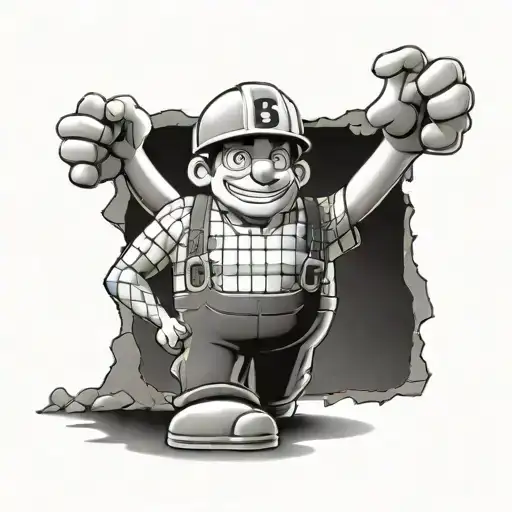 Bob The Builder Is Muscular And Strong With Scary Ghosts And The Number 8