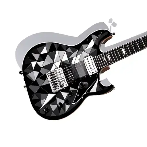 Electric Guitar Drawn In The Style Of Mosaic Using Triangles