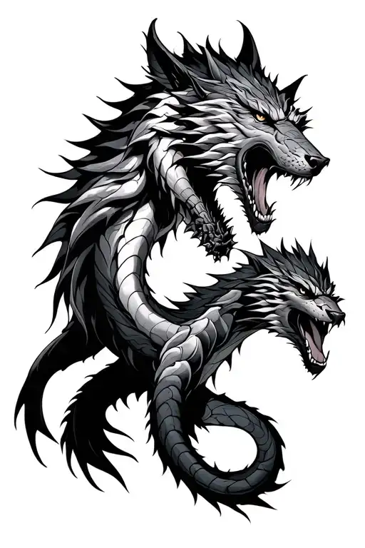 Fenrir And Jormungandr Half Sleeve