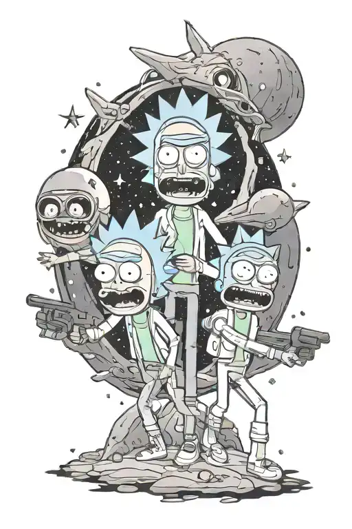 Space Themed Tattoo Rick E Morty