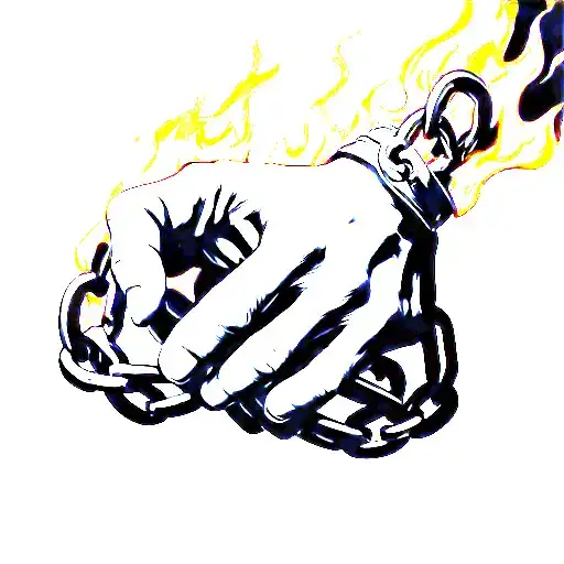 Hands Chained With Burning Shackles Burning The Hand