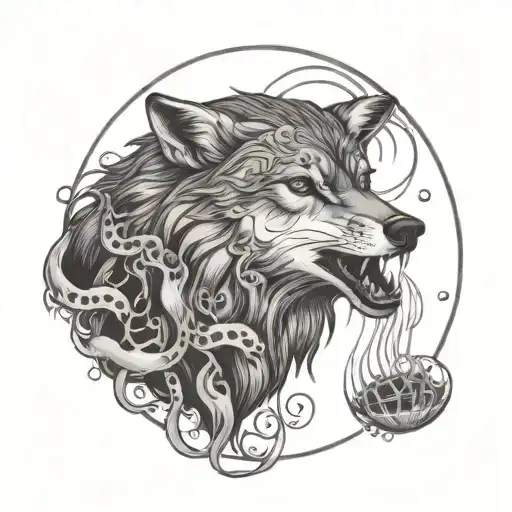 Wolf And Jellyfish Floating