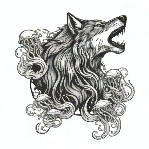 Wolf Howling A School Of Jellyfish