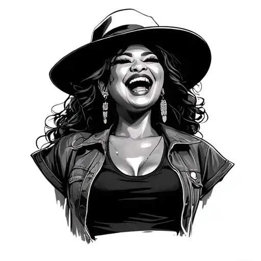 Gangster Hot Latina Woman Laughing Dramatic Expression Face