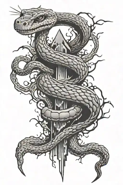 Snake And Lightening Bolt And Footsteps