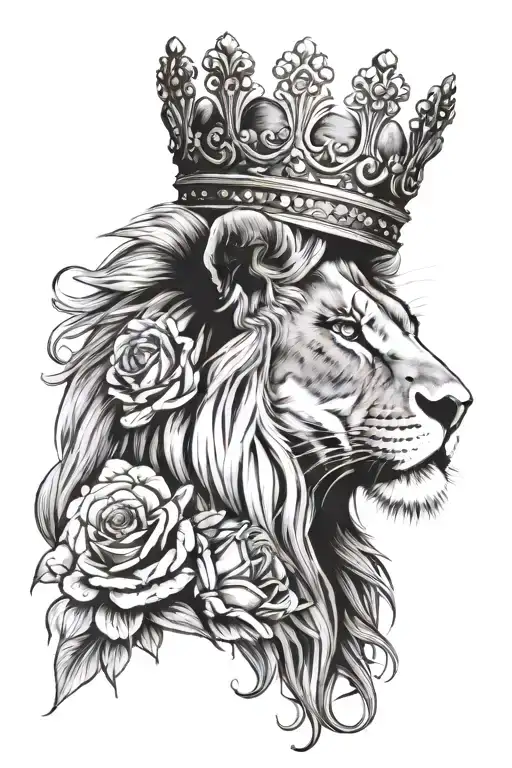 Female Lion Wearing A Crown