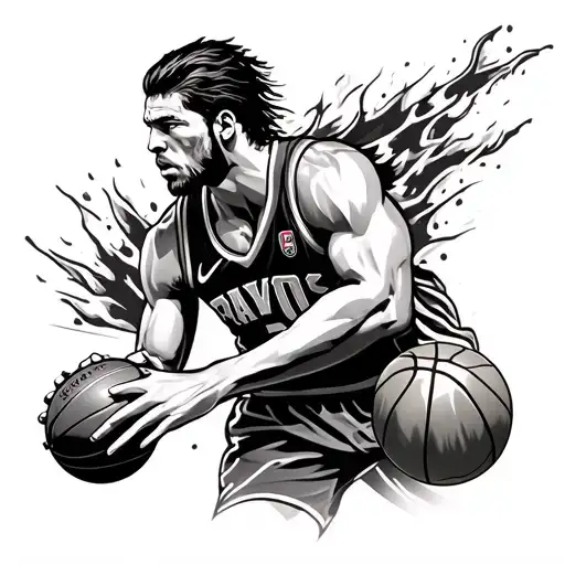 Knee Full Sleeve Tattoo Featuring Warrior Basketball Energy