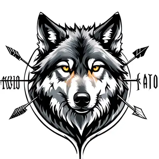 Wolf With The Cardinal Points With Arrow And Inspiring Winds