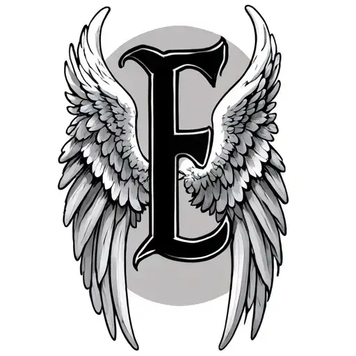 Angel Wings With Letter E