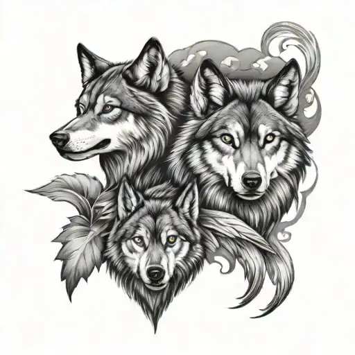 Thigh Tattoo Wolves