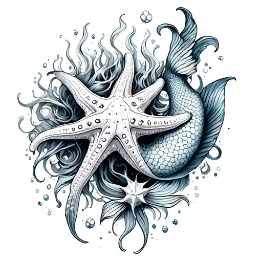 Star Fish And Mermaid