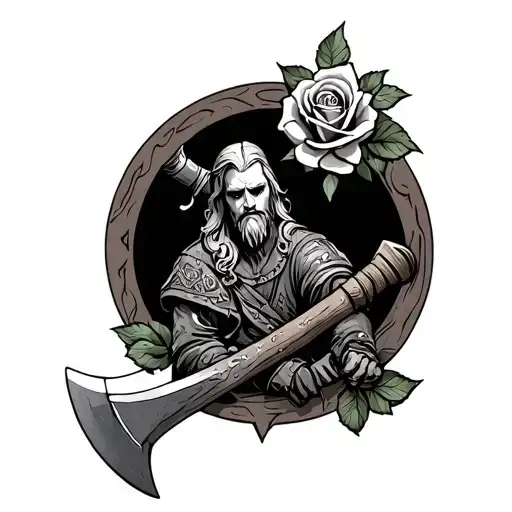 Roses And Ax Sitting In A Viking