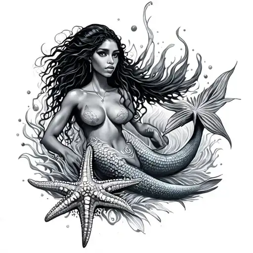 Star Fish And African Mermaid