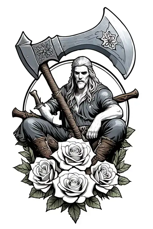 Roses And Ax Sitting In A Viking