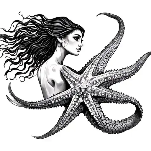 Star Fish And African Mermaid