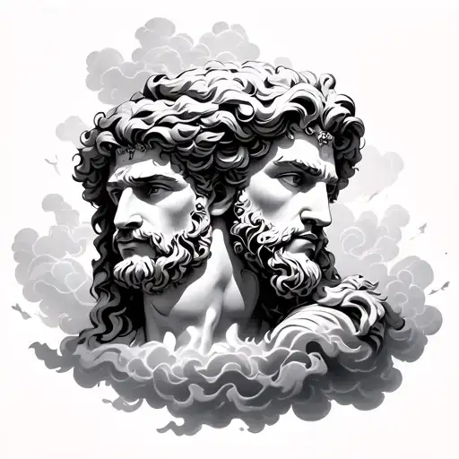 Greek Gods With Clouds And Shadows