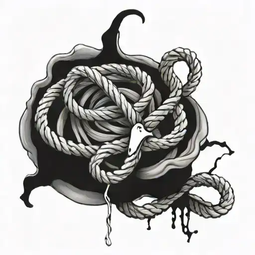 A Black And White Design That Has A Rope Of Your Period Is Tearing