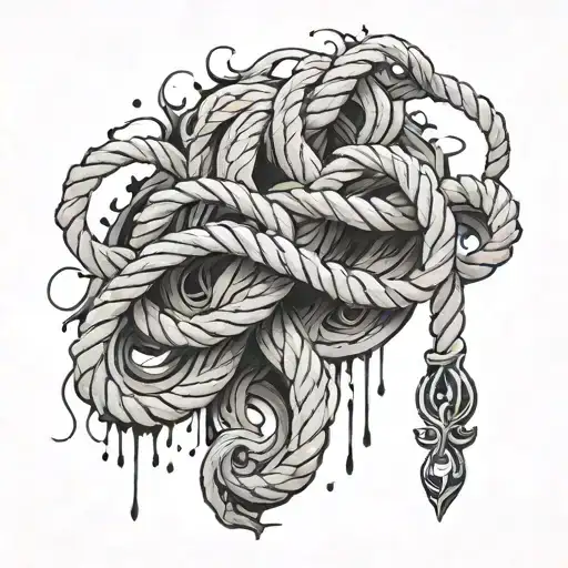 A Black And White Design That Has A Rope Of Your Period Is Tearing