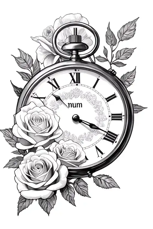 Roses And Stop Watch With Mum Remembrance