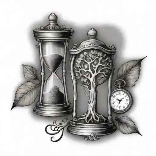 Family Tree Hourglass And Pocket Watch