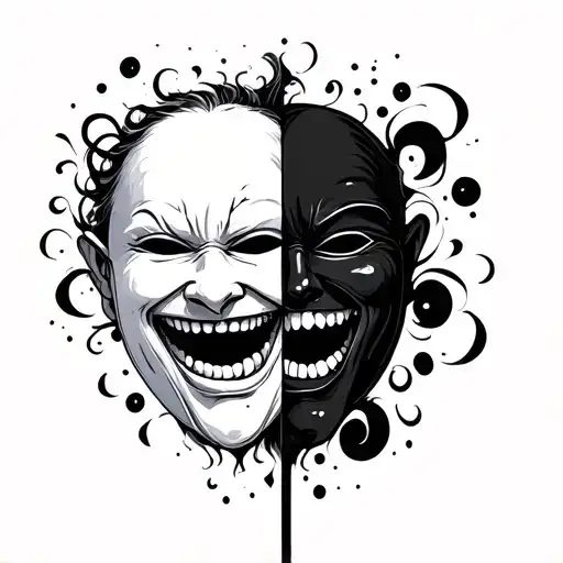 Mask With 2 Sides 1 Black And Laughing And Another White And Crying