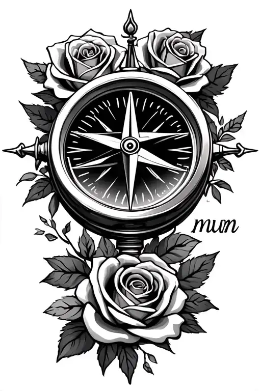 Compass With Roses With Mum Written