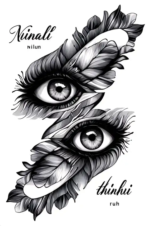 Nimali Nelum Thilini Ruhi Name Tattoo Design So That Eyes Apper On Either Side Of The Names
