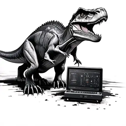 Mix Dinosaur T-rex And Technology