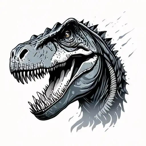 Mix Dinosaur T-rex And Technology