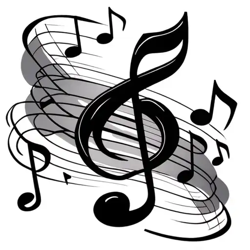 Musical Notes Floating In Space