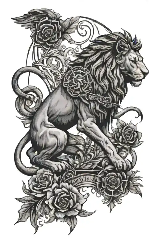 Strength And The Lion Tarot Card Design Featuring