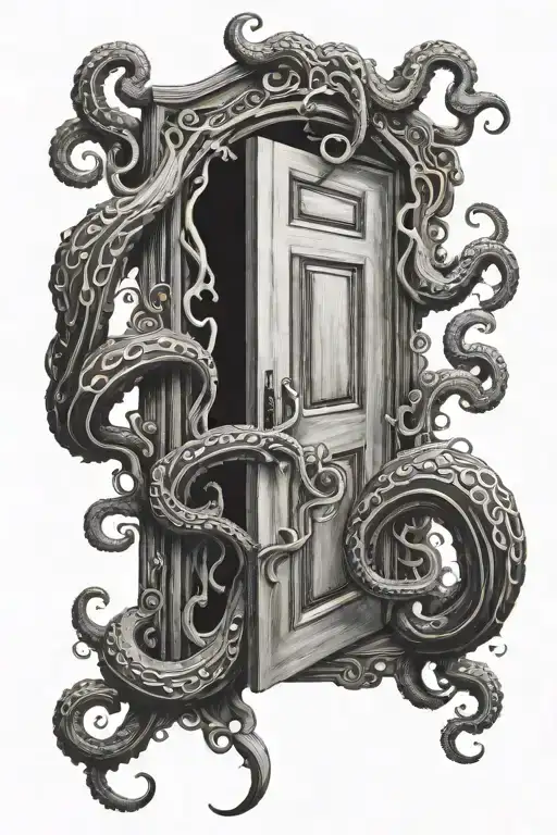 Half Open Door With Tentacles Coming Out