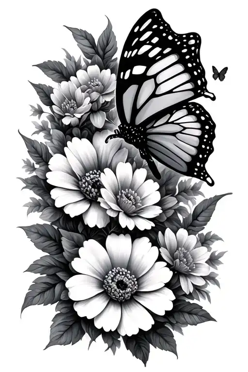Flower And Butterfly Flying