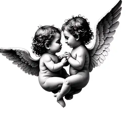 Two Baby Angels Shooting Each Other
