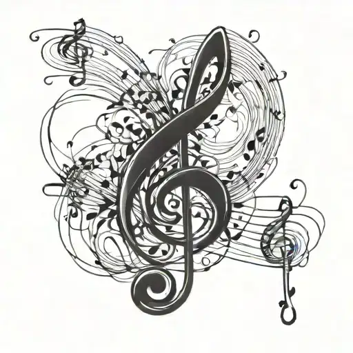 Minimalist Tattoo For Composer Using Treble Clef Intertwined