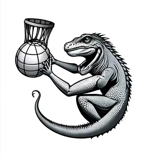 Lizard Playing Basket