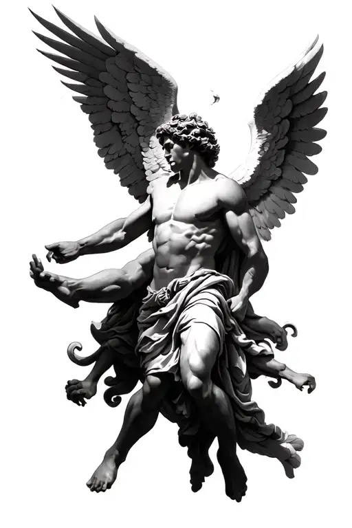 Saint Michael Archangel Aswell As Icarus Falling From Sky